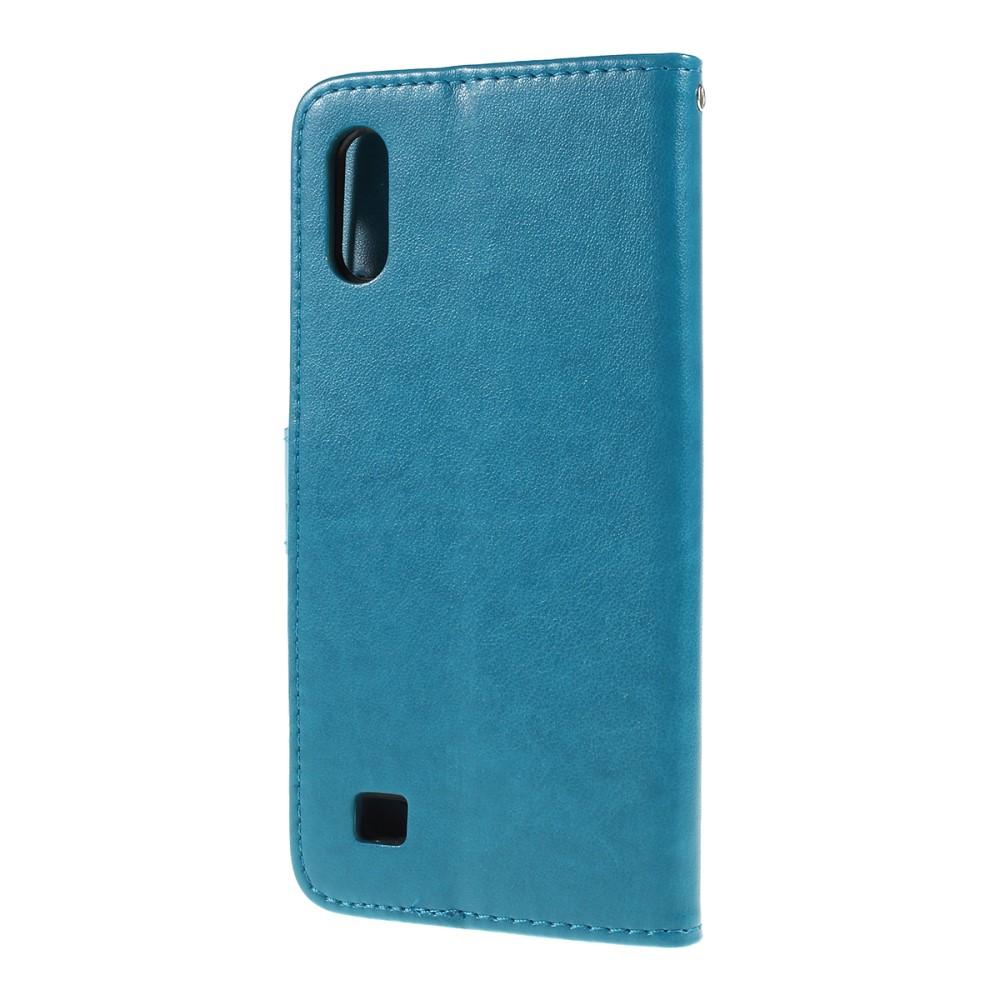 Custodia in pelle a farfalle per Samsung Galaxy A10, Blu