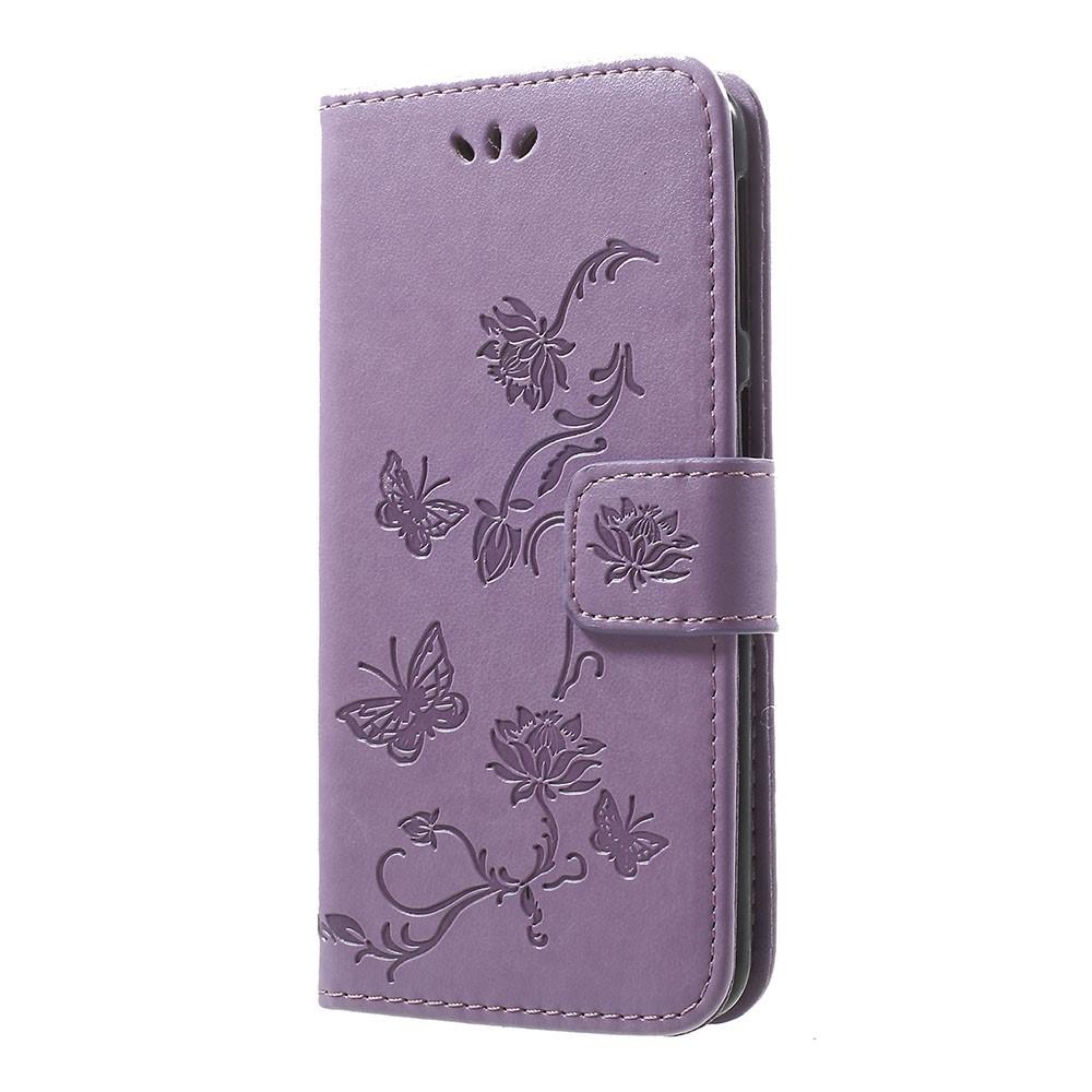 Custodia in pelle a farfalle per Samsung Galaxy A20e, viola