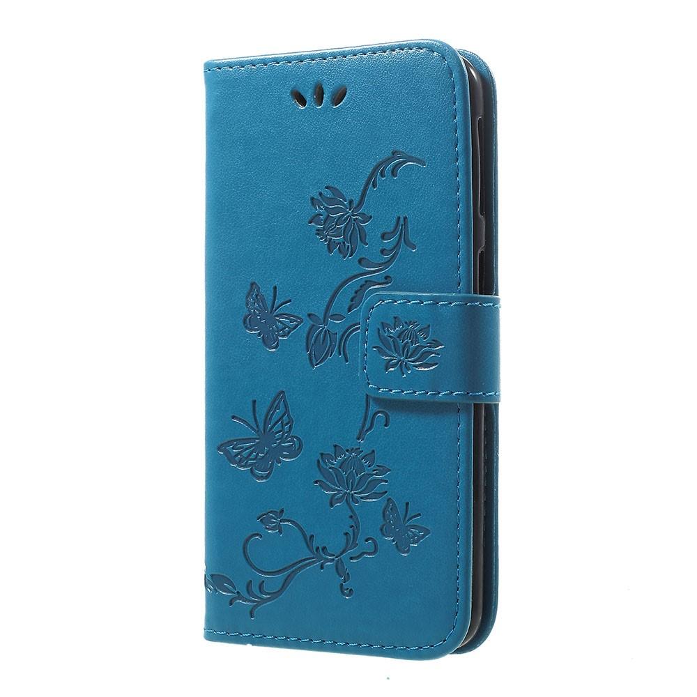 Custodia in pelle a farfalle per Samsung Galaxy A40, Blu