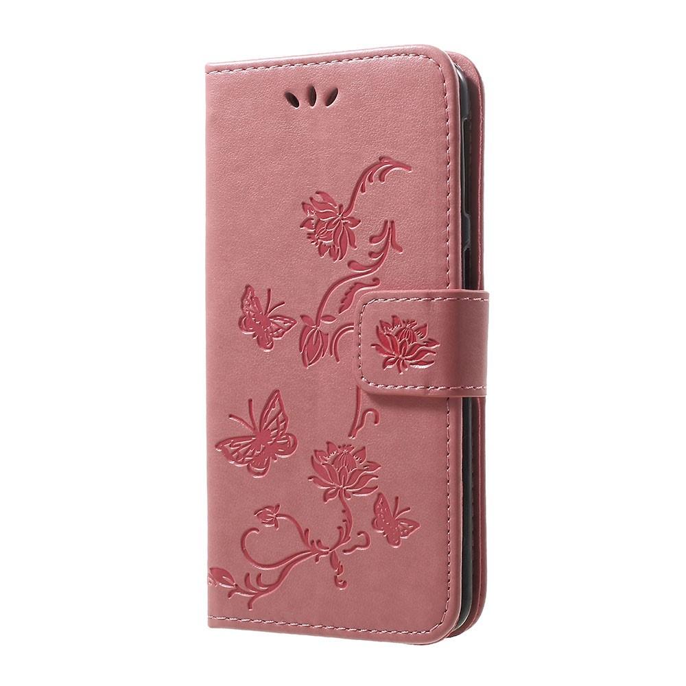 Custodia in pelle a farfalle per Samsung Galaxy A40, rosa