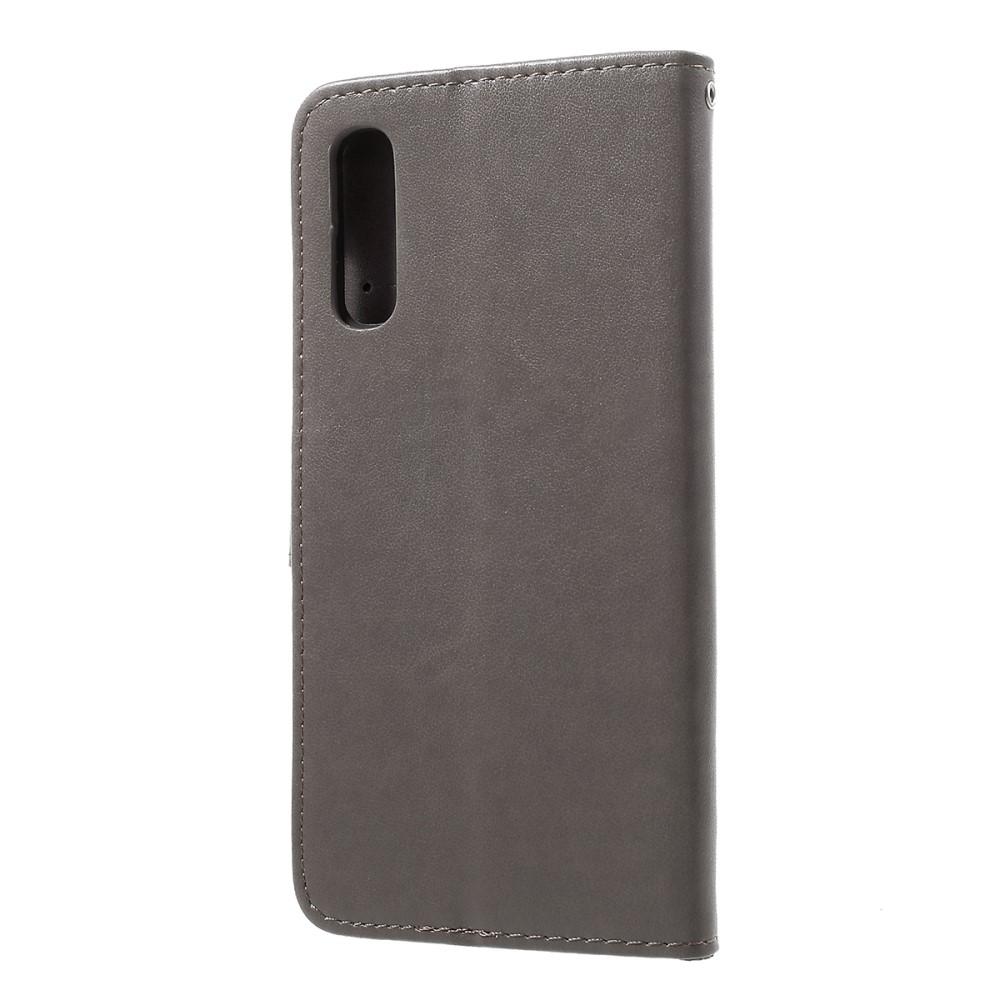 Custodia in pelle a farfalle per Samsung Galaxy A50, Grigio