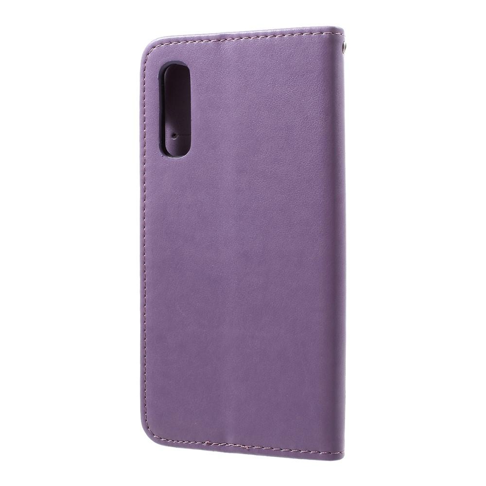 Custodia in pelle a farfalle per Samsung Galaxy A50, viola