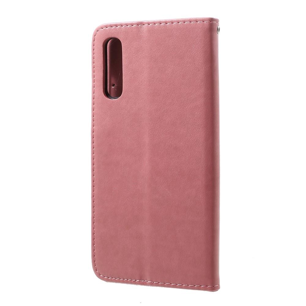 Custodia in pelle a farfalle per Samsung Galaxy A50, rosa