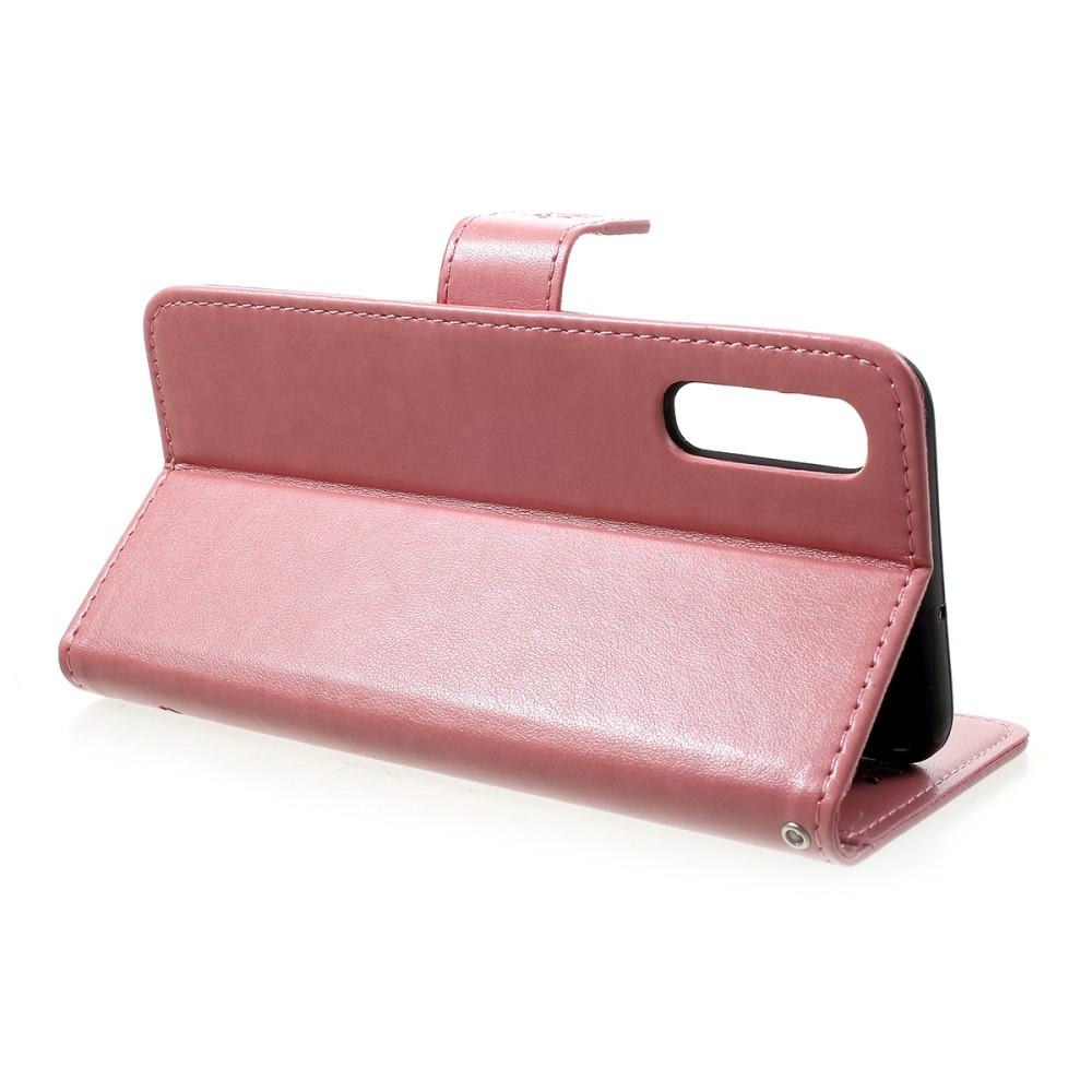 Custodia in pelle a farfalle per Samsung Galaxy A50, Rosa