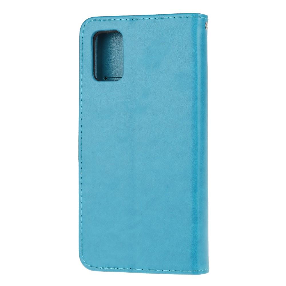 Custodia in pelle a farfalle per Samsung Galaxy A51, blu