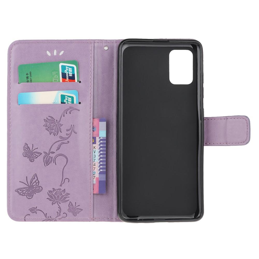 Custodia in pelle a farfalle per Samsung Galaxy A51, viola