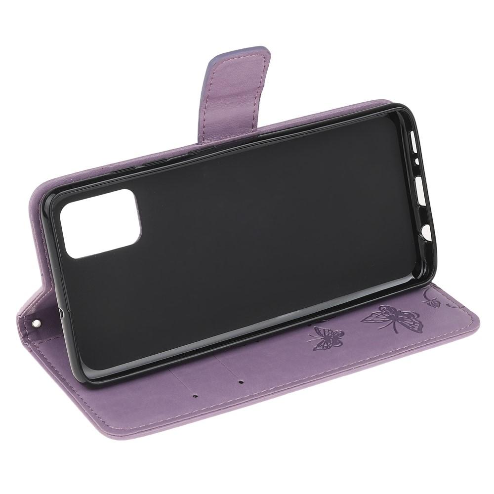 Custodia in pelle a farfalle per Samsung Galaxy A51, viola