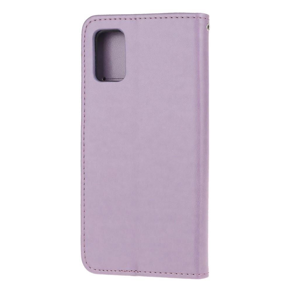 Custodia in pelle a farfalle per Samsung Galaxy A51, viola