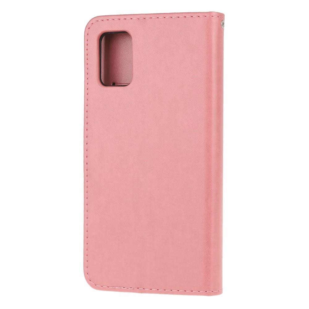 Custodia in pelle a farfalle per Samsung Galaxy A51, rosa