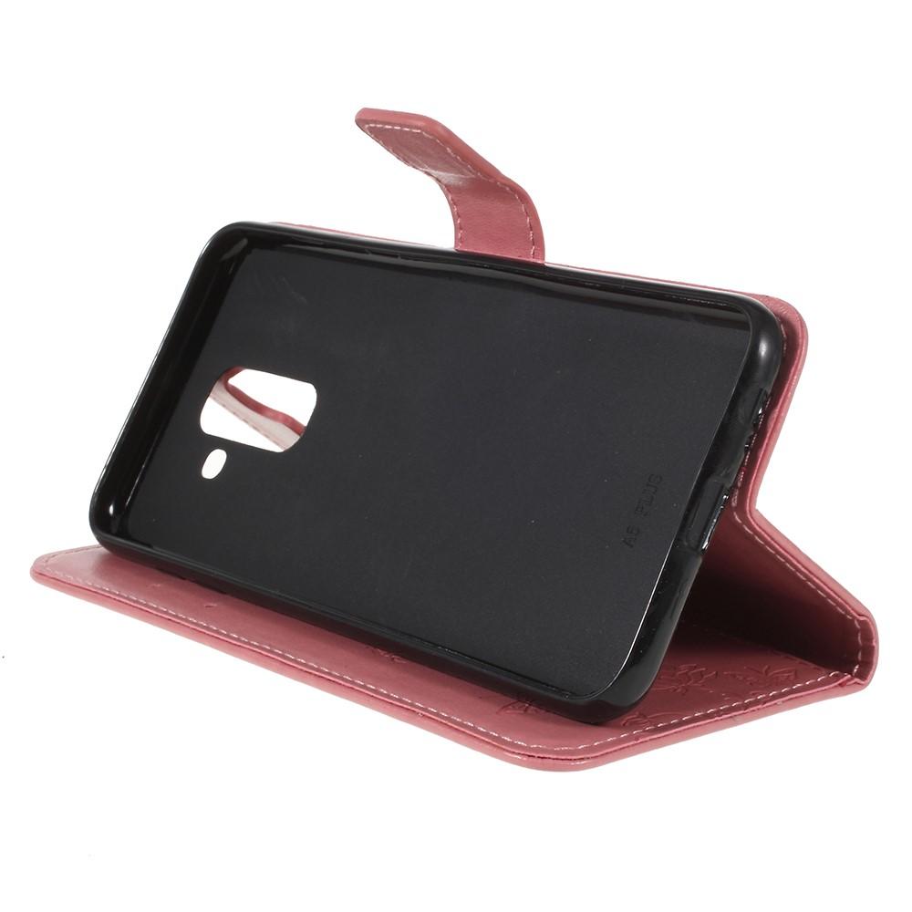 Custodia in pelle a farfalle per Samsung Galaxy A6 2018, Rosa
