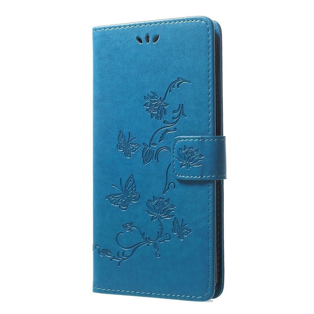 Custodia in pelle a farfalle per Samsung Galaxy A70, blu