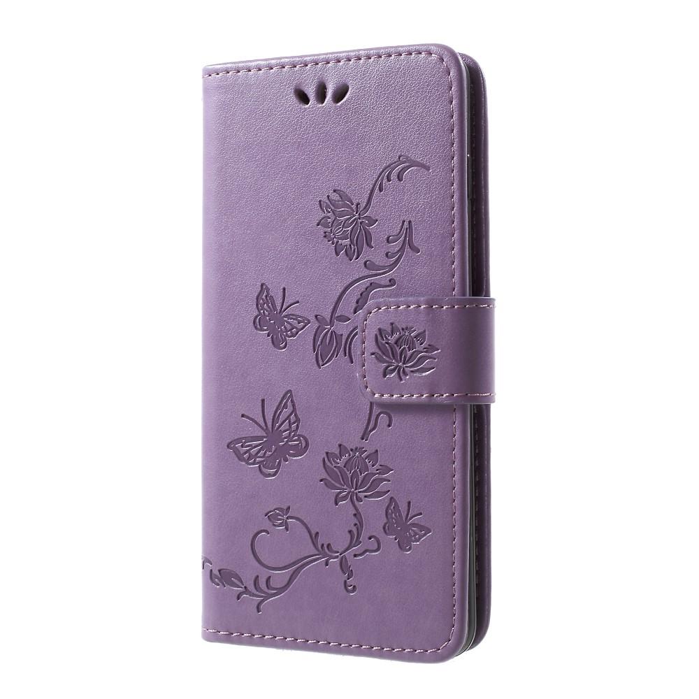 Custodia in pelle a farfalle per Samsung Galaxy S10, viola