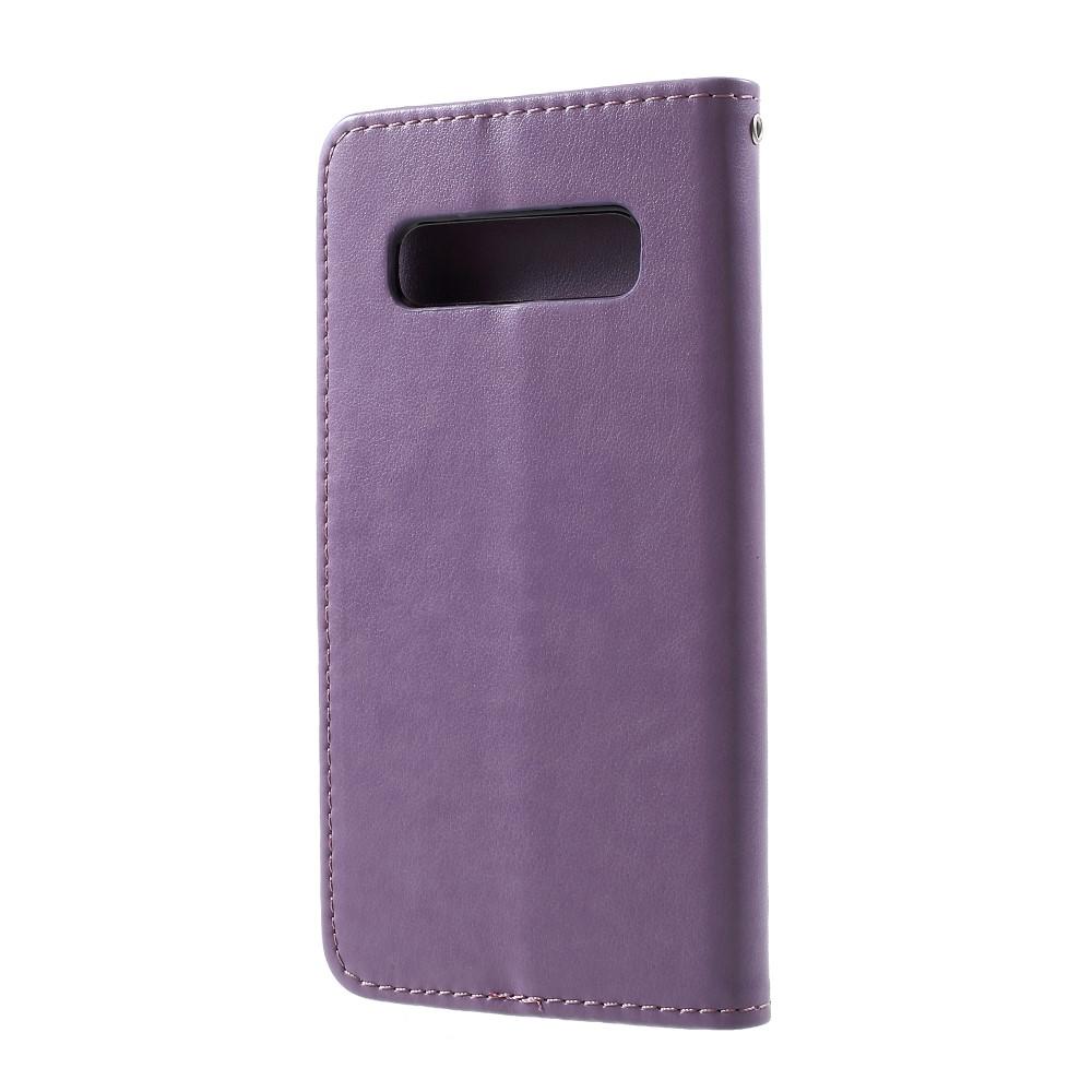 Custodia in pelle a farfalle per Samsung Galaxy S10, viola