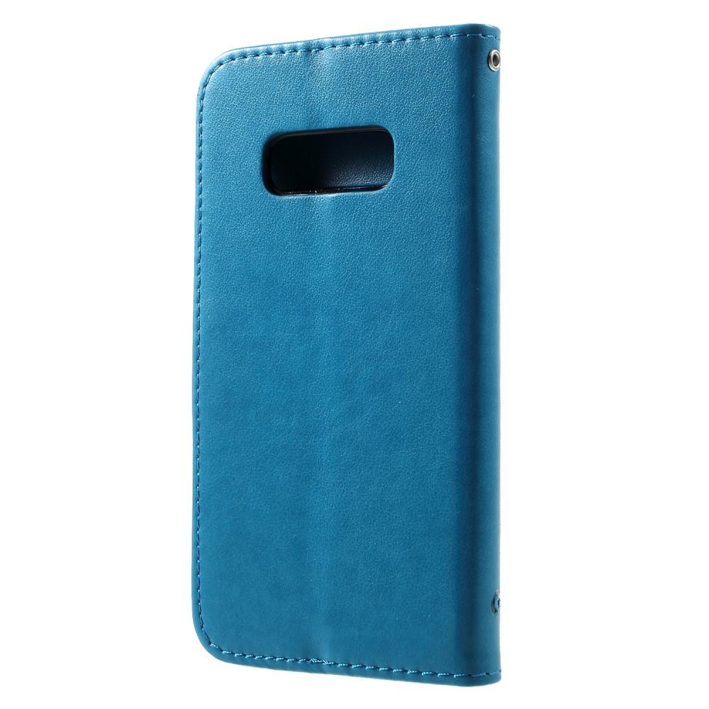 Custodia in pelle a farfalle per Samsung Galaxy S10e, blu