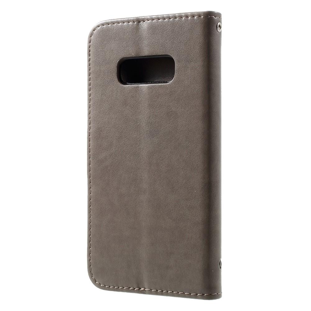 Custodia in pelle a farfalle per Samsung Galaxy S10e, grigio