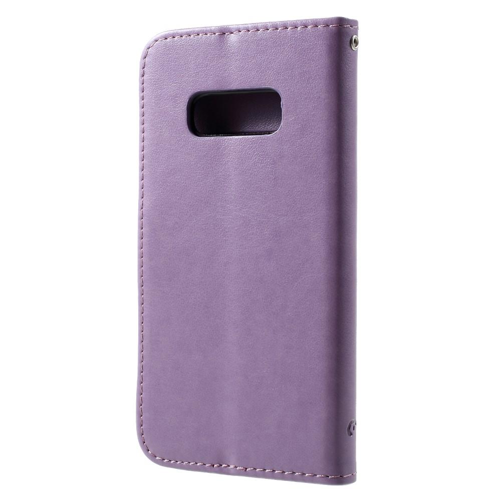 Custodia in pelle a farfalle per Samsung Galaxy S10e, viola