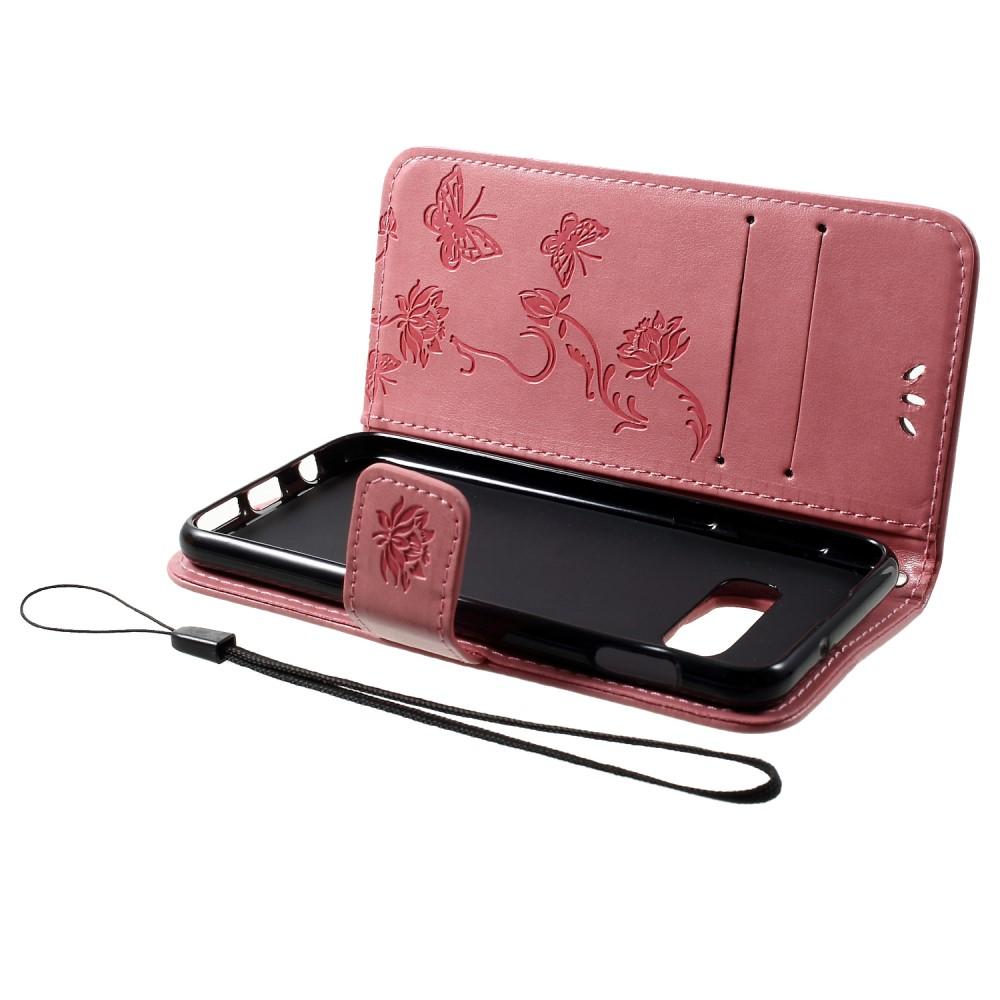 Custodia in pelle a farfalle per Samsung Galaxy S10e, Rosa