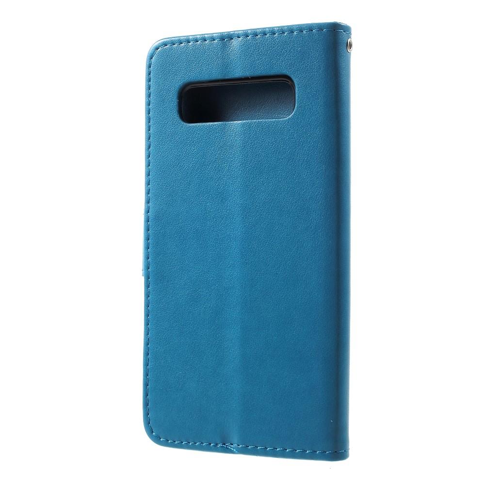 Custodia in pelle a farfalle per Samsung Galaxy S10 Plus, Blu