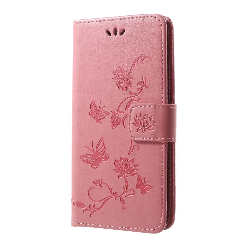 Custodia in pelle a farfalle per Samsung Galaxy S10 Plus, rosa