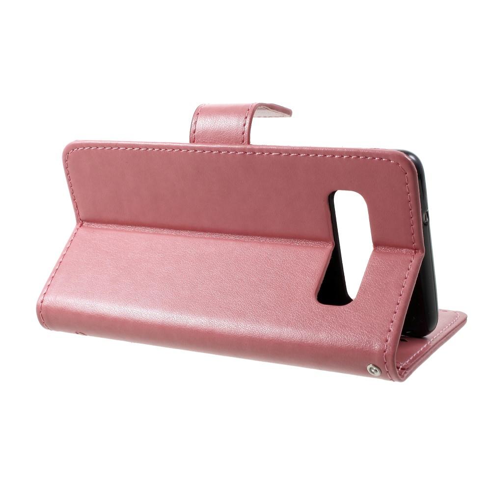 Custodia in pelle a farfalle per Samsung Galaxy S10 Plus, Rosa