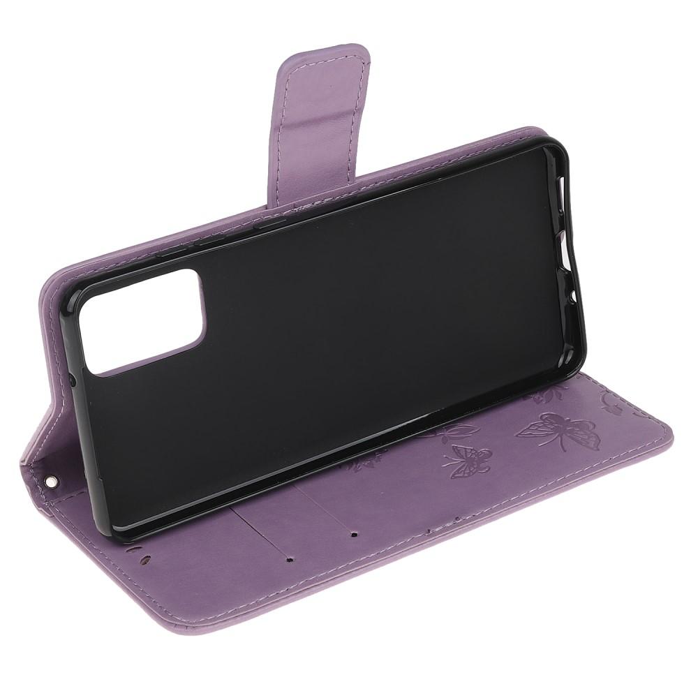 Custodia in pelle a farfalle per Samsung Galaxy S20 Plus, Viola