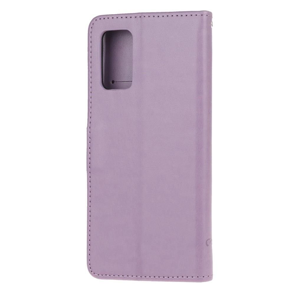 Custodia in pelle a farfalle per Samsung Galaxy S20 Plus, Viola