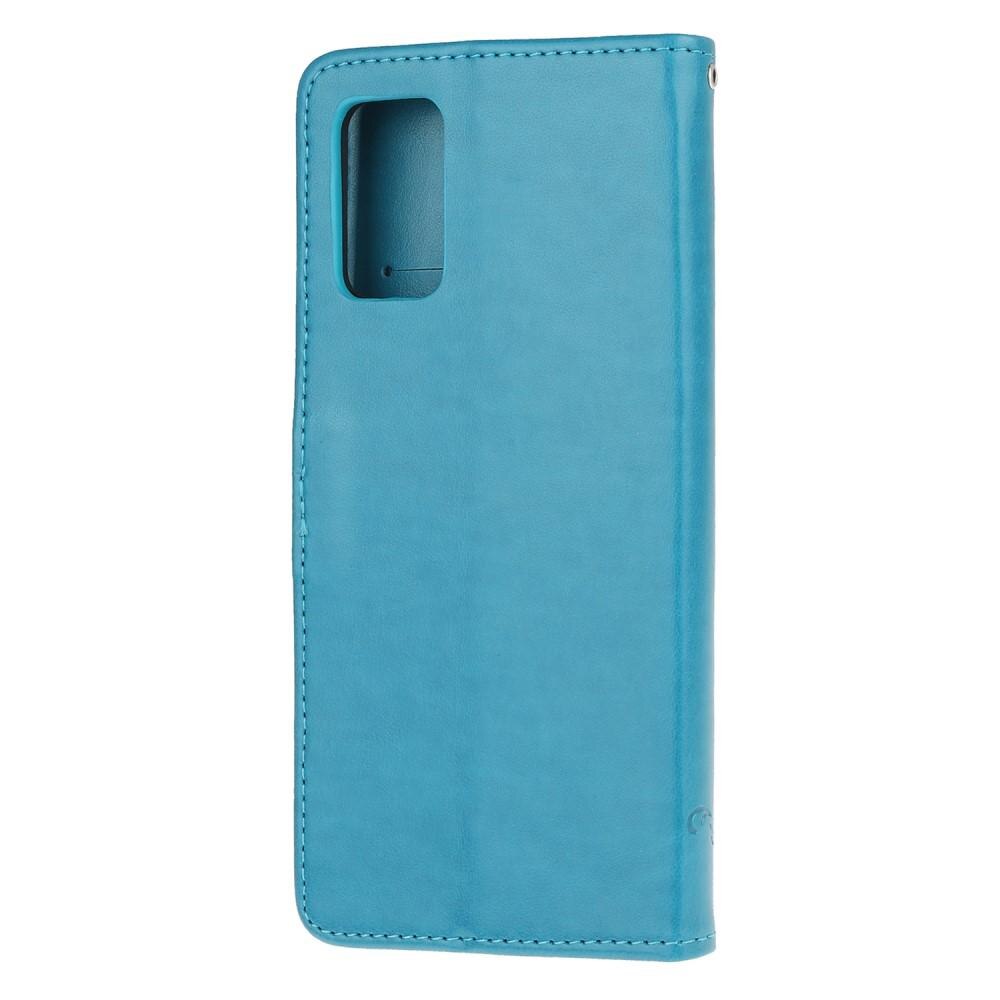 Custodia in pelle a farfalle per Samsung Galaxy S20, blu