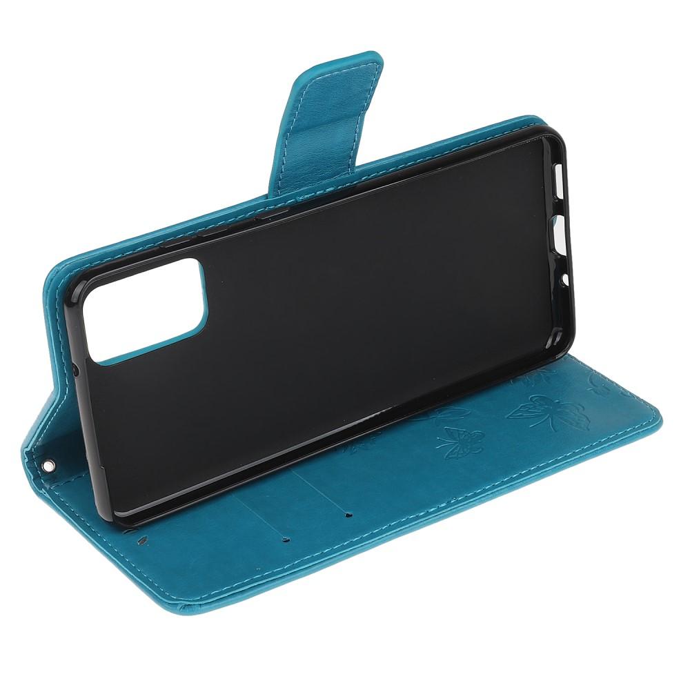 Custodia in pelle a farfalle per Samsung Galaxy S20, blu