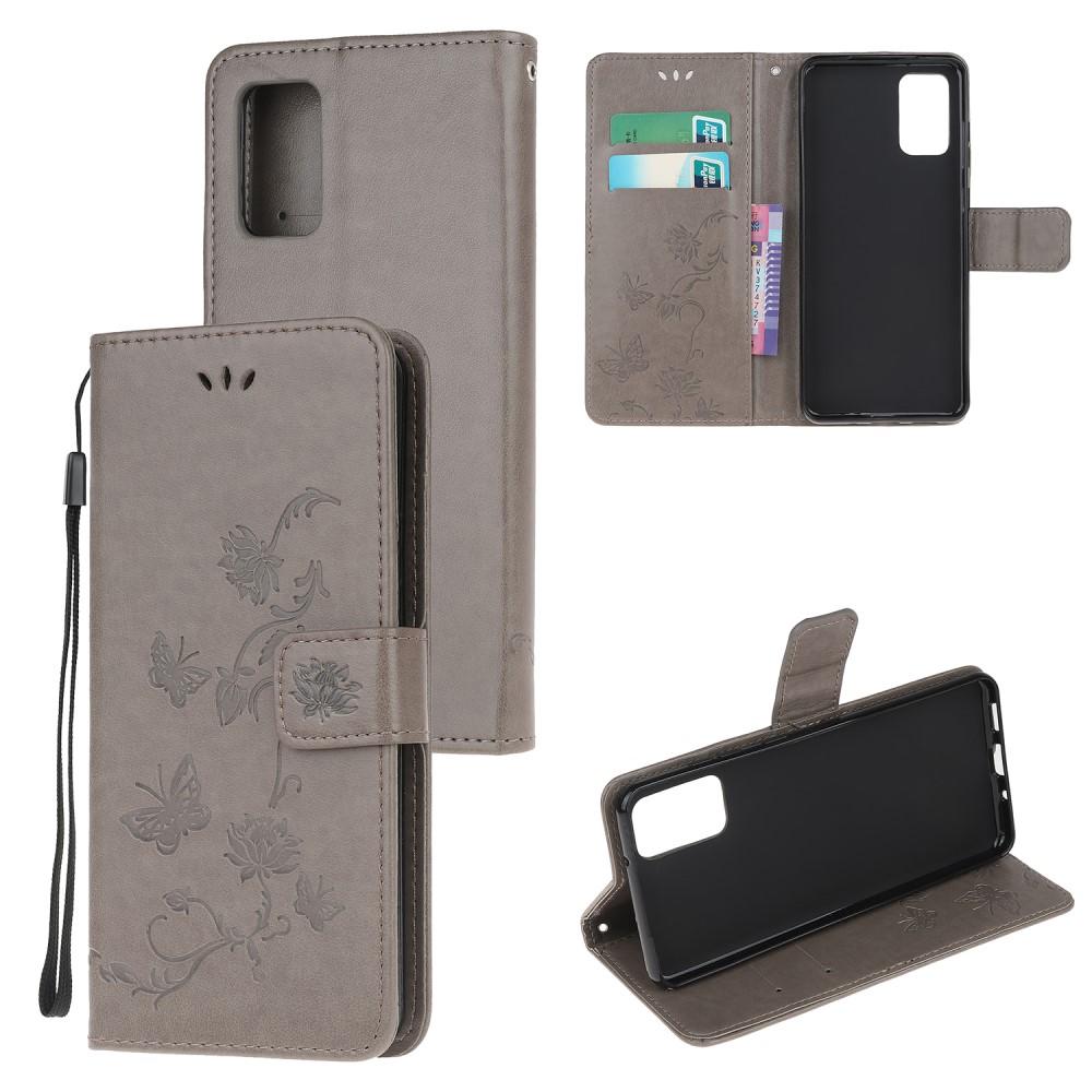 Custodia in pelle a farfalle per Samsung Galaxy S20, Grigio