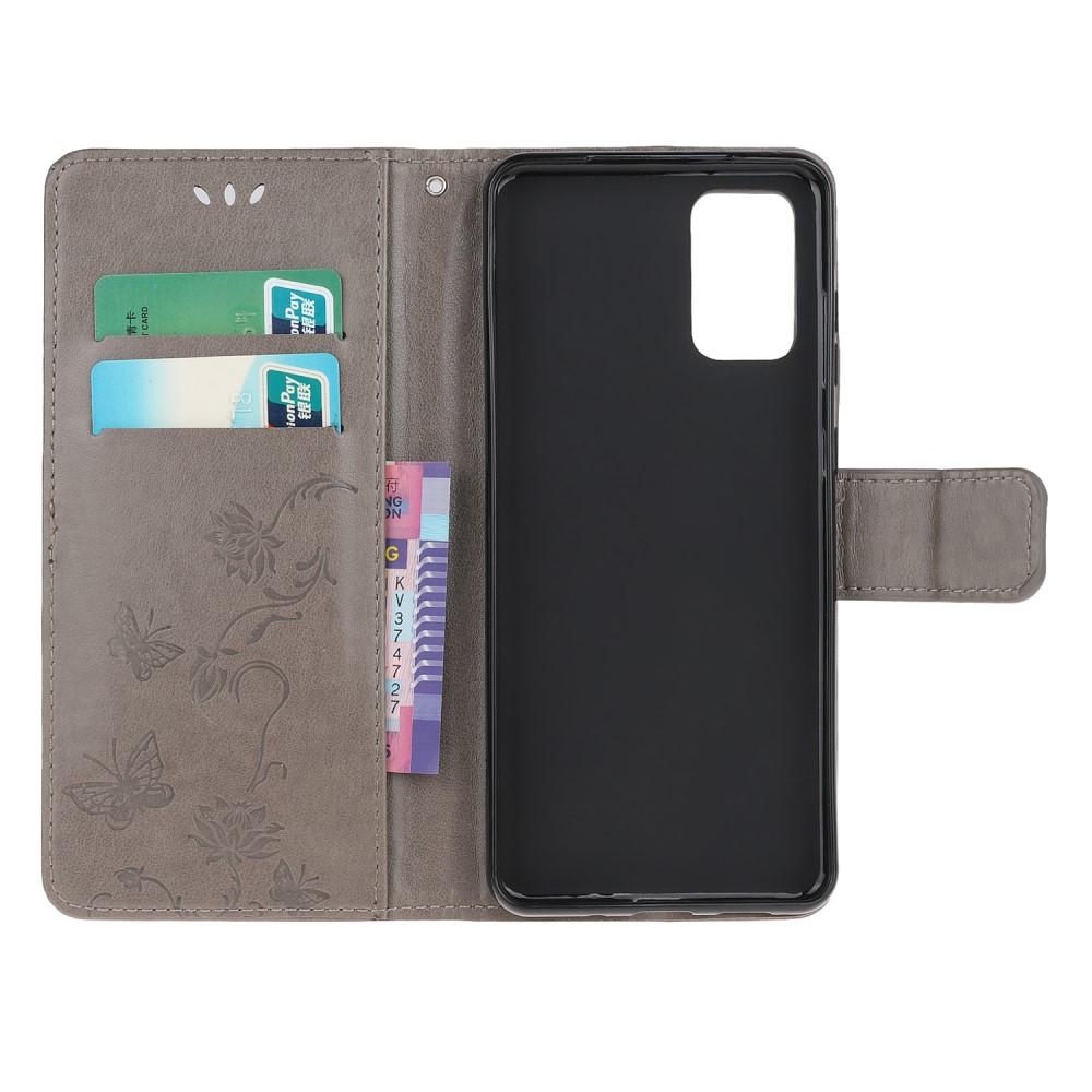 Custodia in pelle a farfalle per Samsung Galaxy S20, Grigio