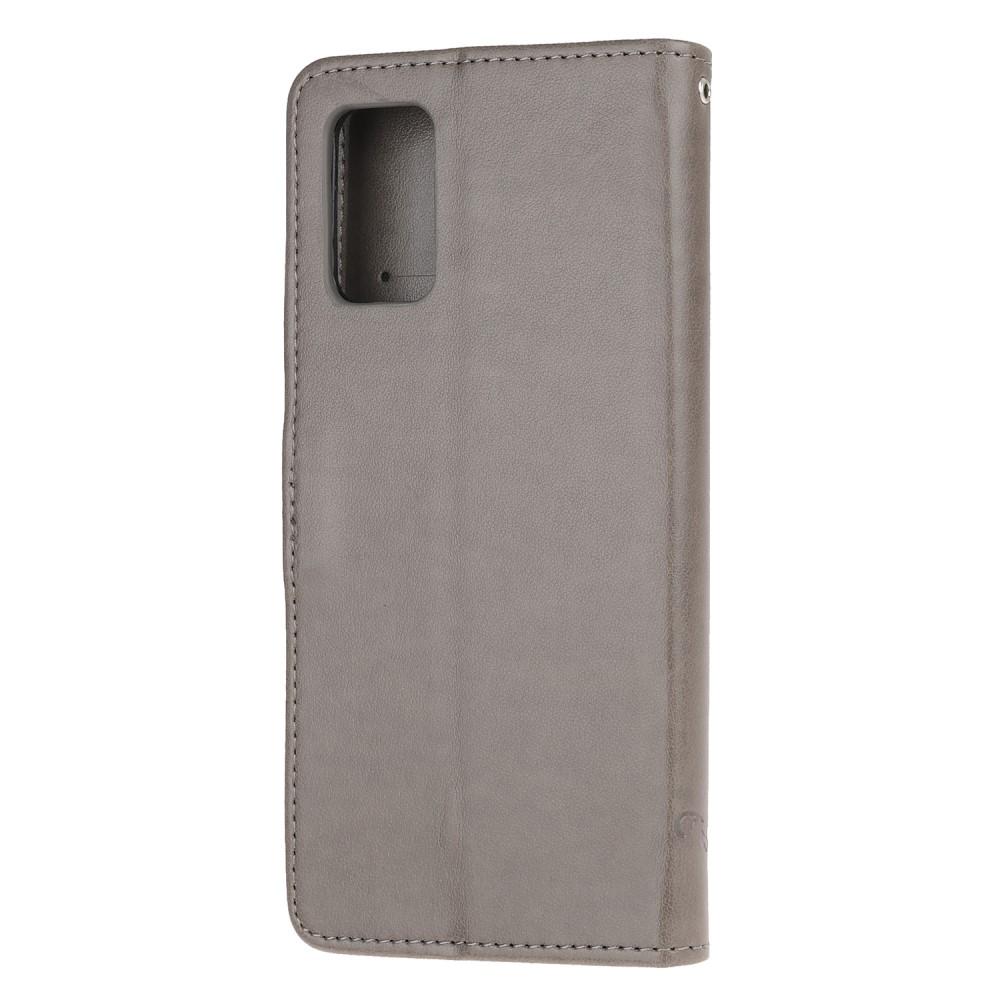 Custodia in pelle a farfalle per Samsung Galaxy S20, grigio