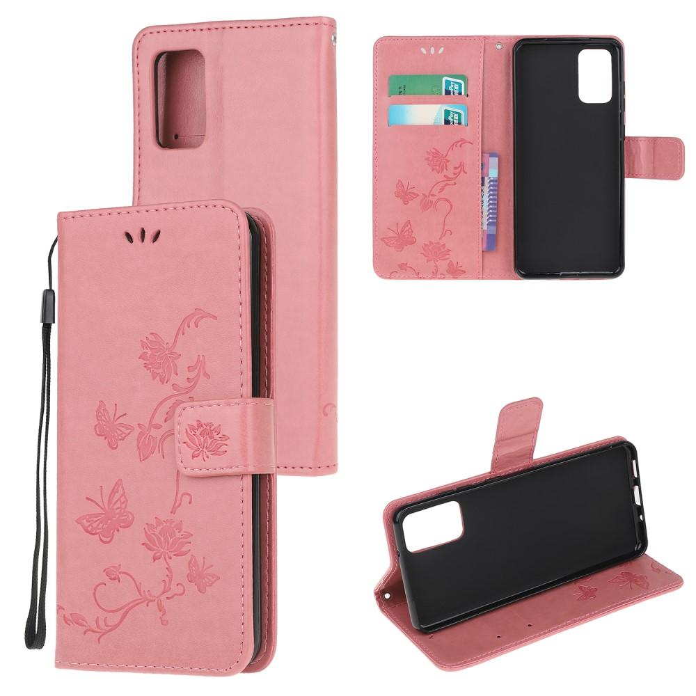 Custodia in pelle a farfalle per Samsung Galaxy S20, rosa