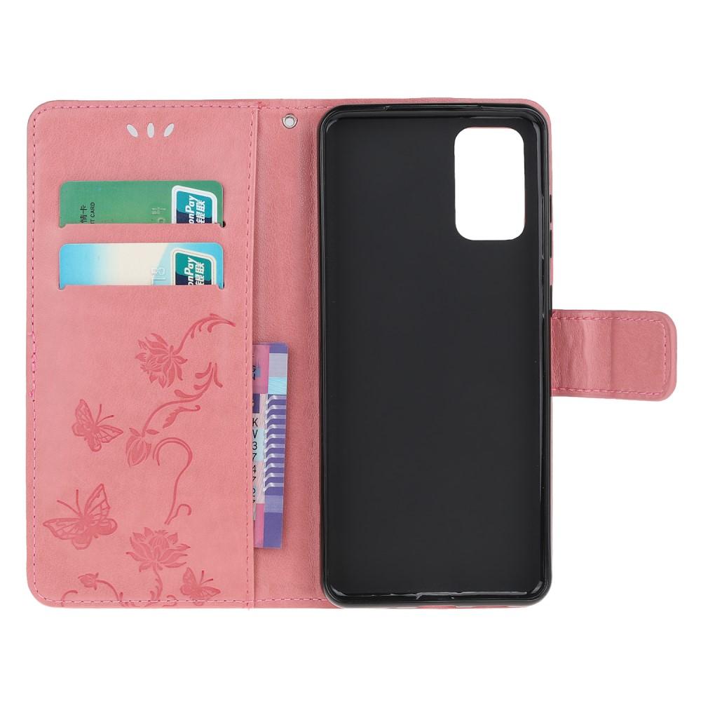 Custodia in pelle a farfalle per Samsung Galaxy S20, Rosa