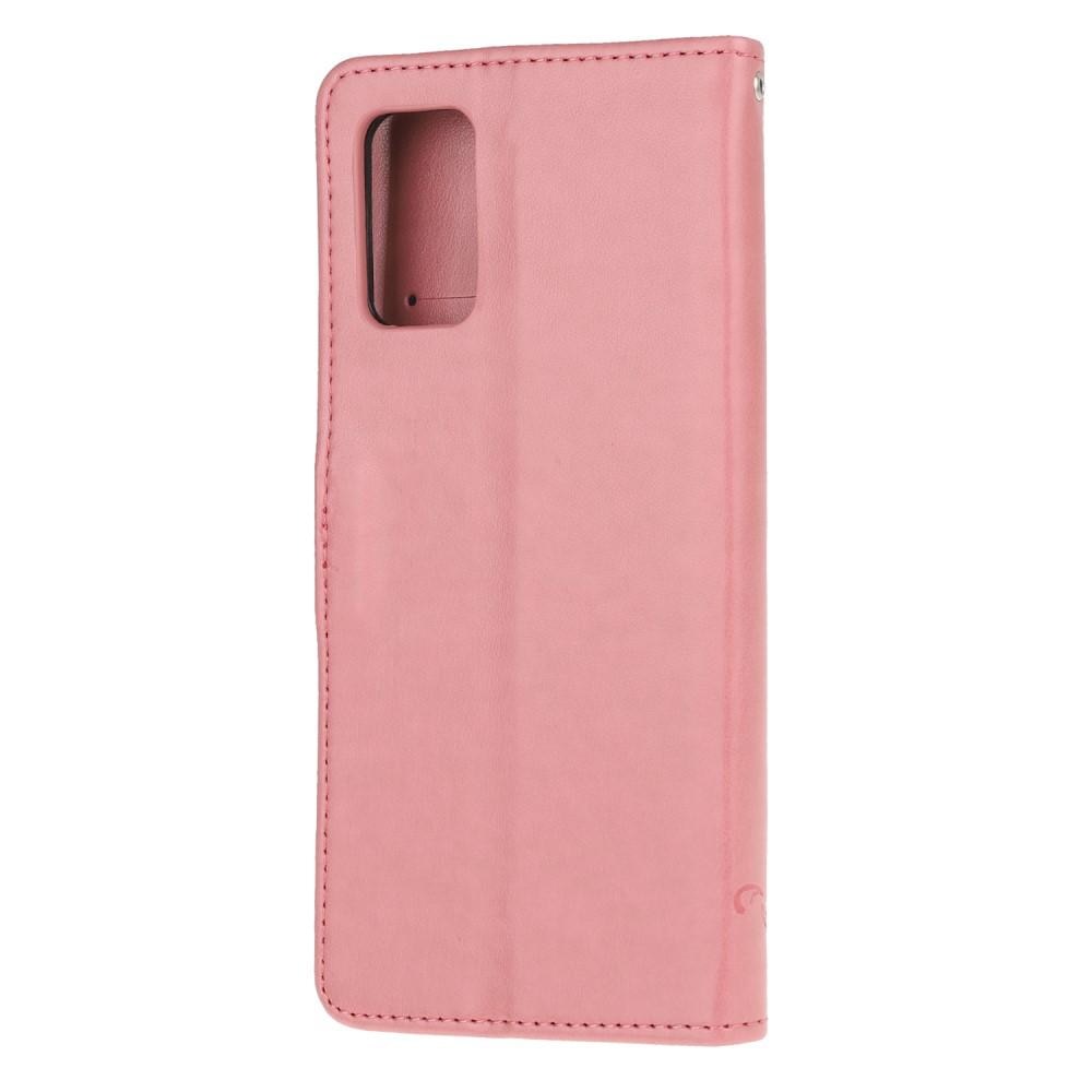 Custodia in pelle a farfalle per Samsung Galaxy S20, rosa