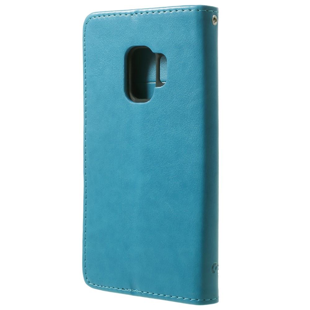 Custodia in pelle a farfalle per Samsung Galaxy S9, blu