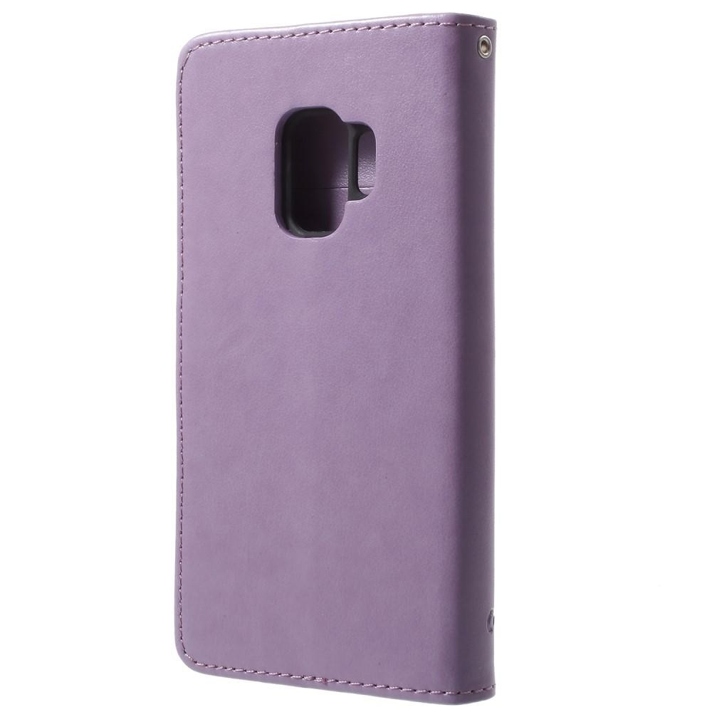 Custodia in pelle a farfalle per Samsung Galaxy S9, viola