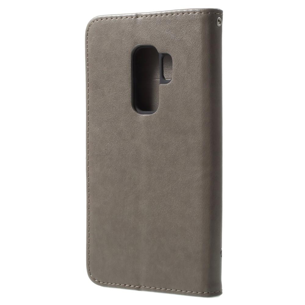 Custodia in pelle a farfalle per Samsung Galaxy S9 Plus, Grigio
