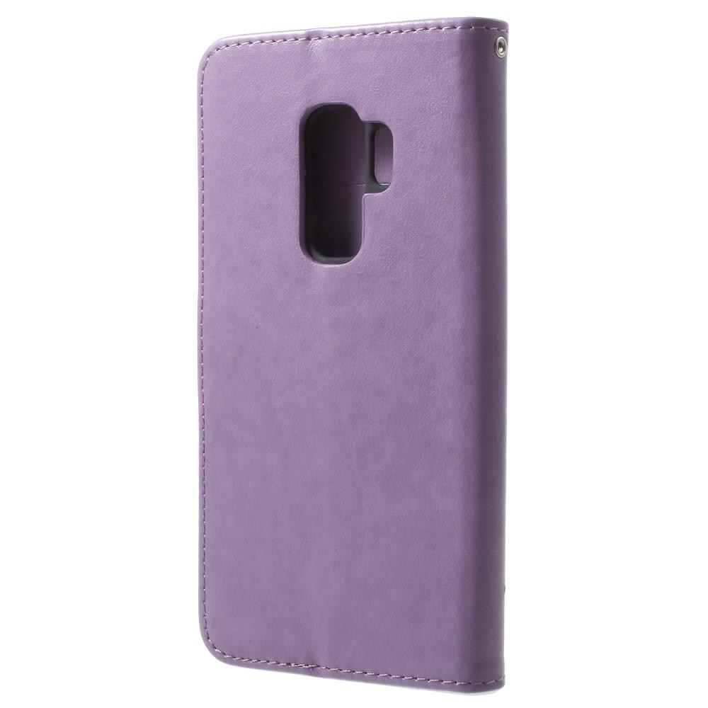 Custodia in pelle a farfalle per Samsung Galaxy S9 Plus, viola