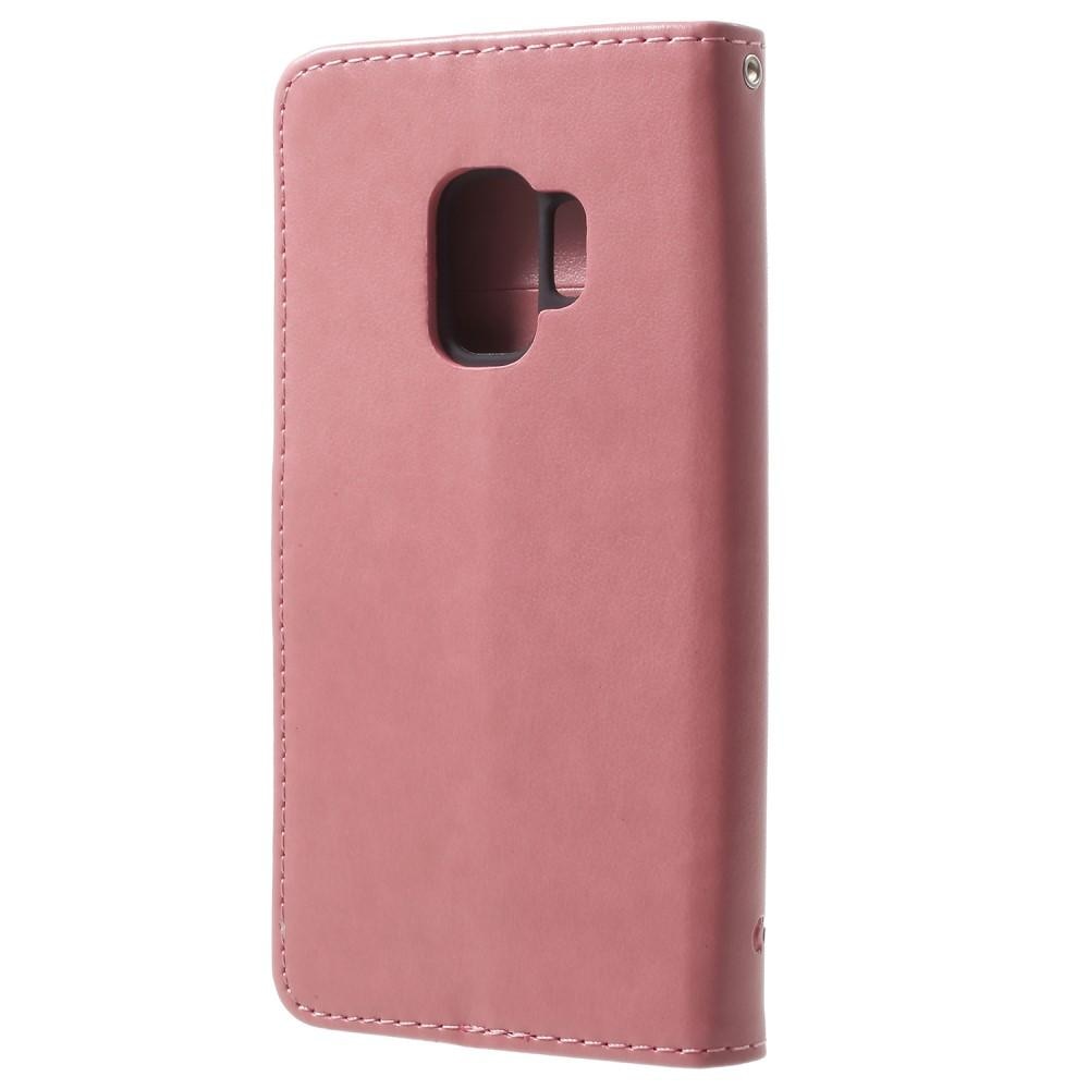 Custodia in pelle a farfalle per Samsung Galaxy S9, Rosa