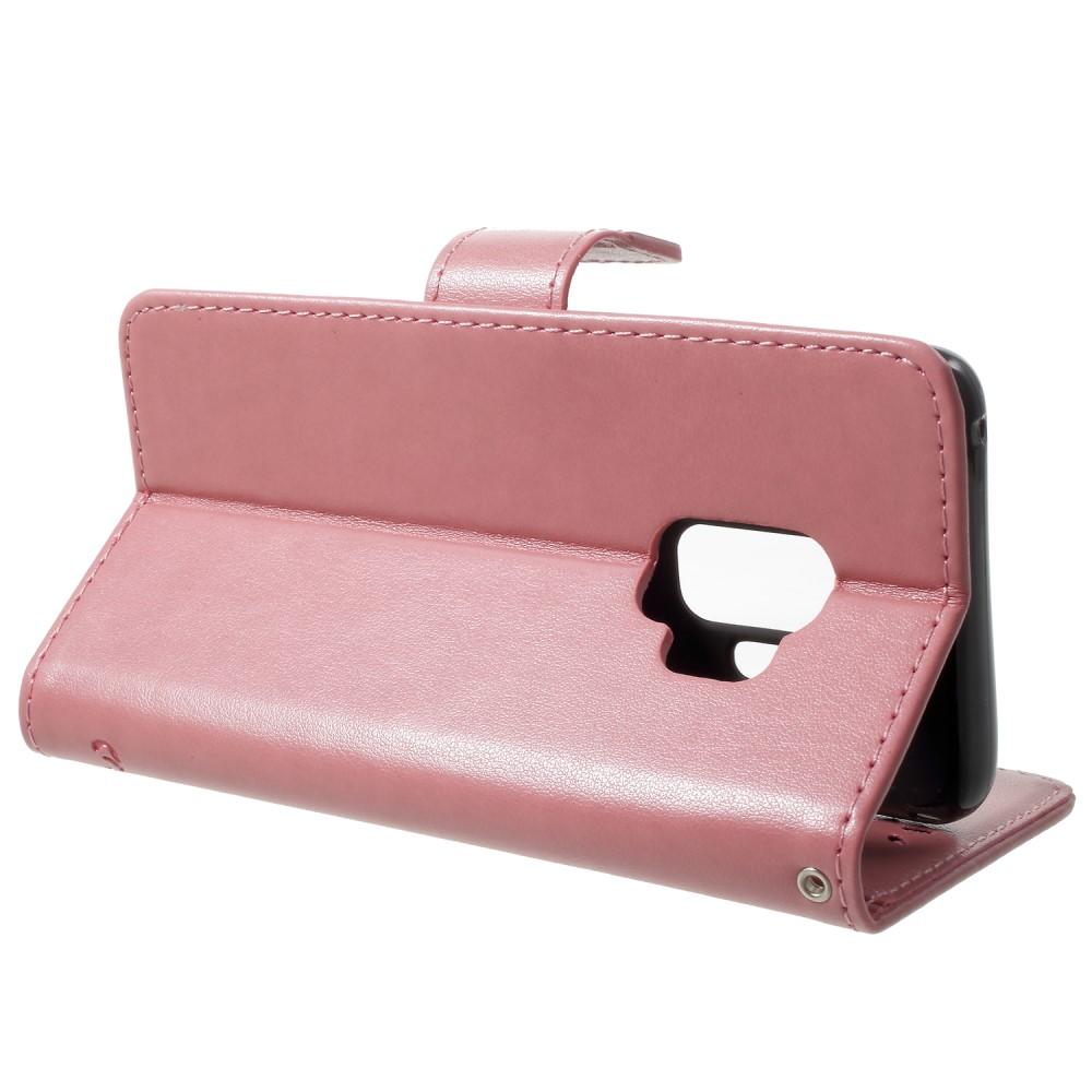 Custodia in pelle a farfalle per Samsung Galaxy S9, Rosa