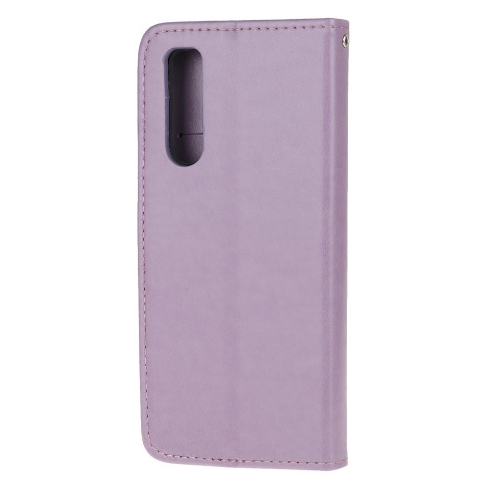 Custodia in pelle a farfalle per Sony Xperia 5, Viola