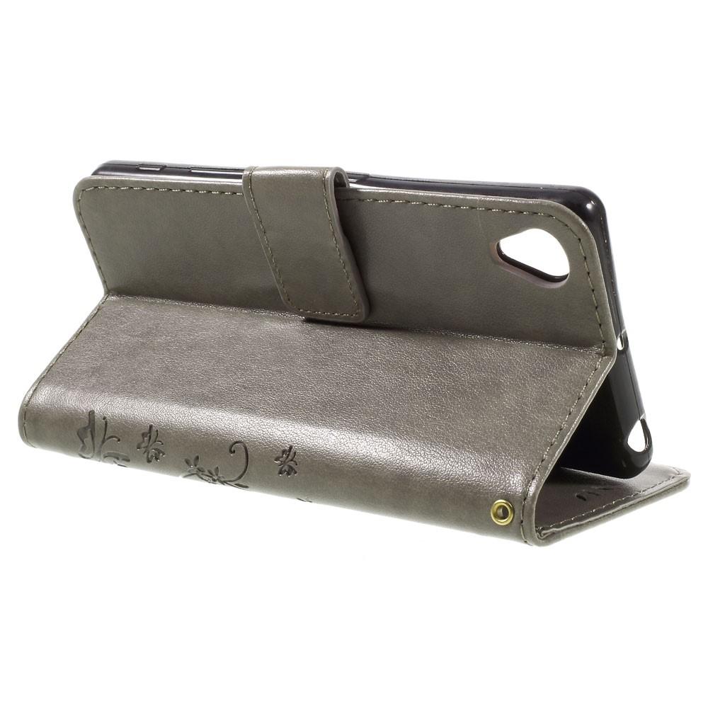 Custodia in pelle a farfalle per Sony Xperia X, Grigio