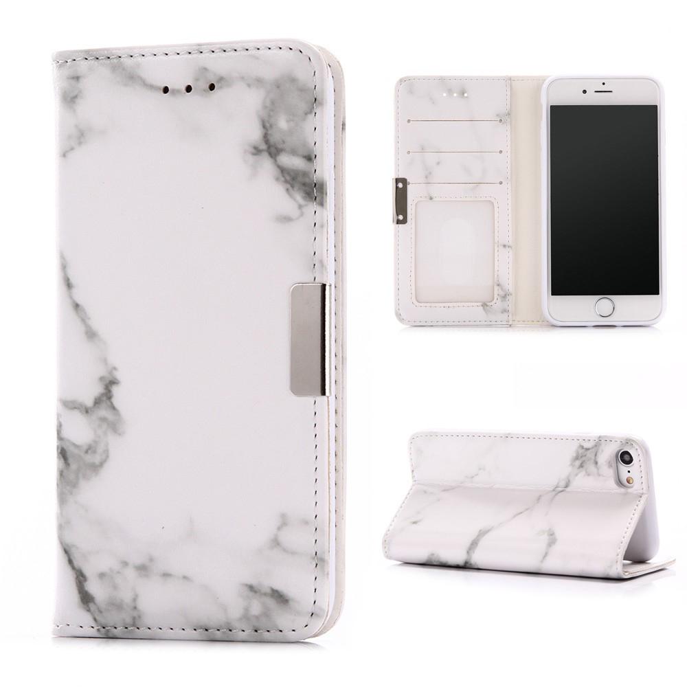 Cover portafoglio iPhone SE (2022) Marmo bianco