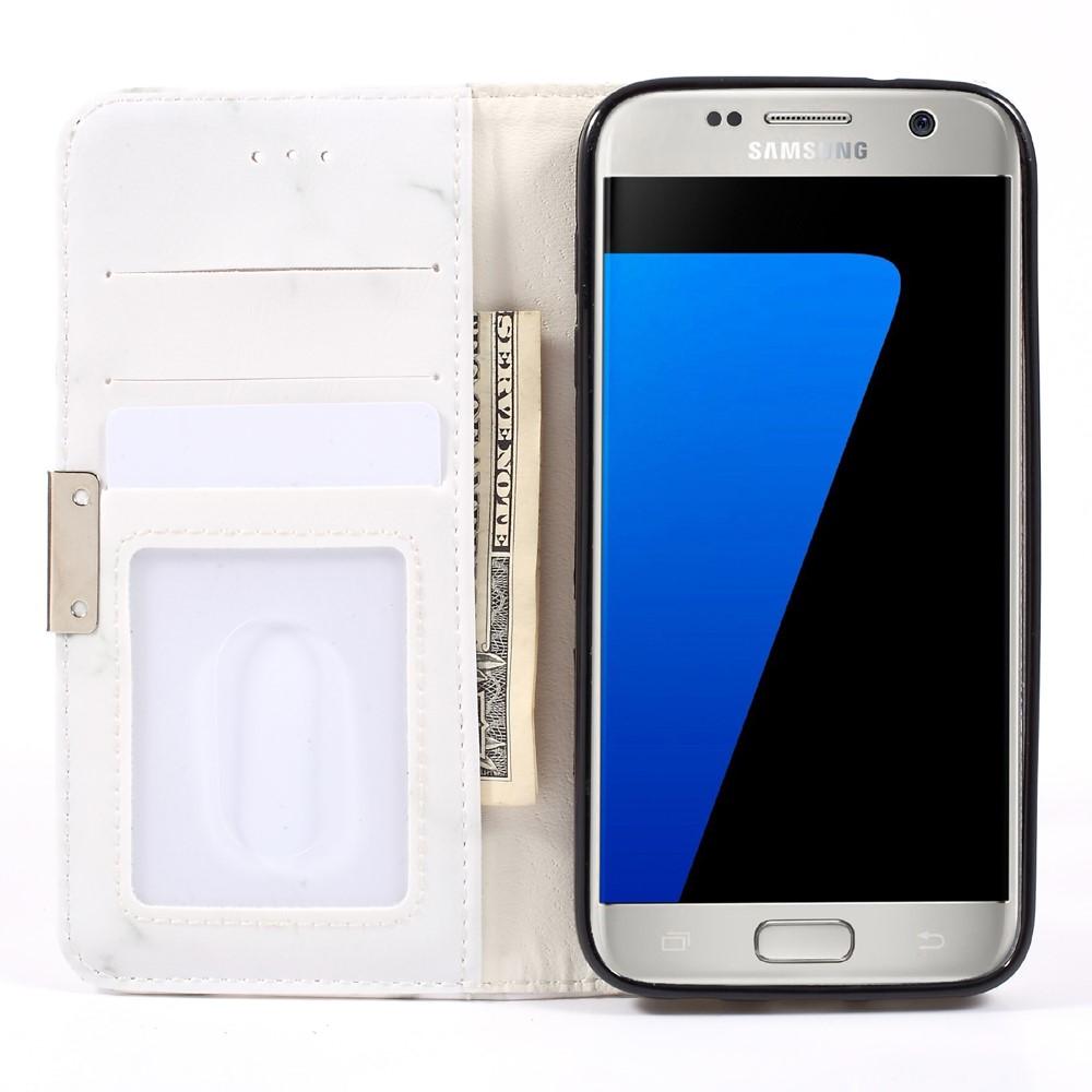 Cover portafoglio Samsung Galaxy S7 Marmo bianco