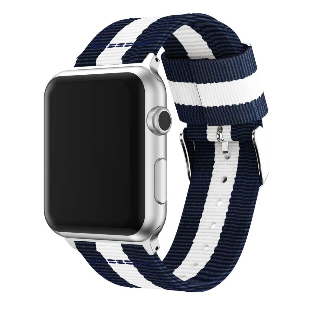 Cinturino in nylon Apple Watch SE 44mm blu/bianco