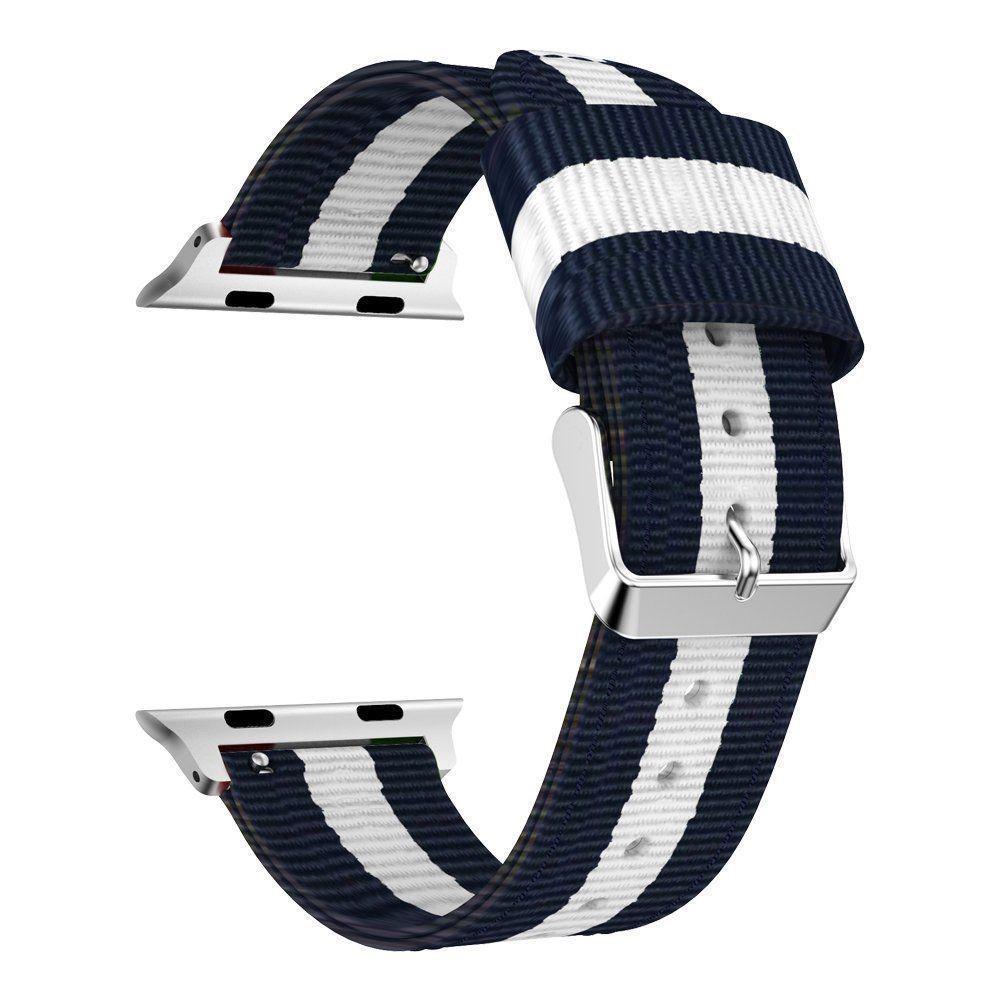 Cinturino in nylon Apple Watch 42mm blu/bianco