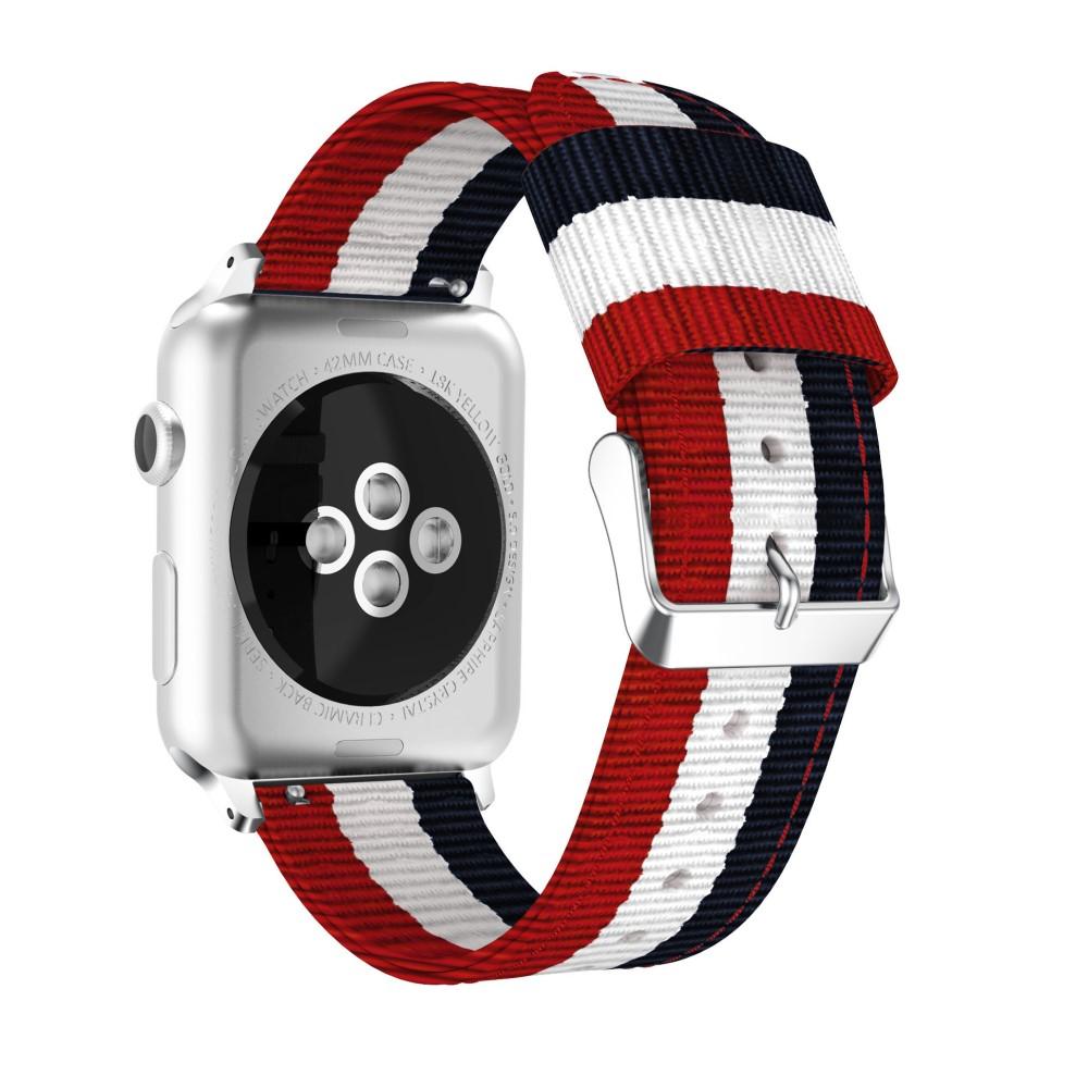 Cinturino in nylon Apple Watch 45mm Series 9 blu/bianco/rosso