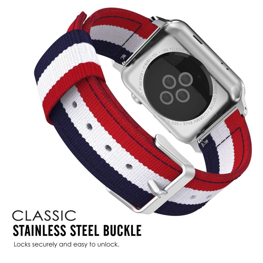 Cinturino in nylon Apple Watch 45mm Series 9 blu/bianco/rosso