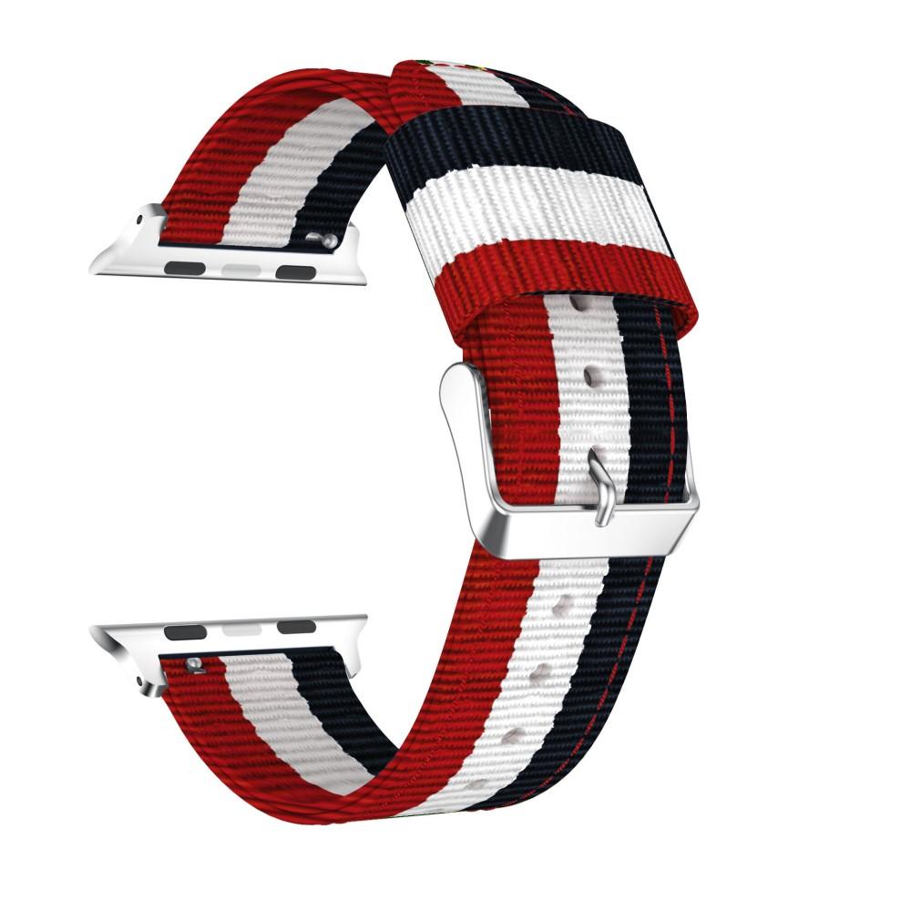 Cinturino in nylon Apple Watch 45mm Series 9 blu/bianco/rosso