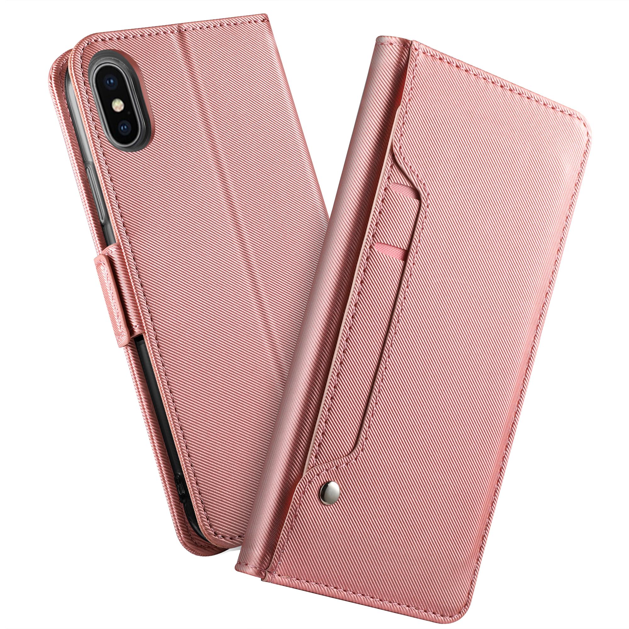 Custodia a portafoglio Specchio iPhone Xs Max rosa dorato